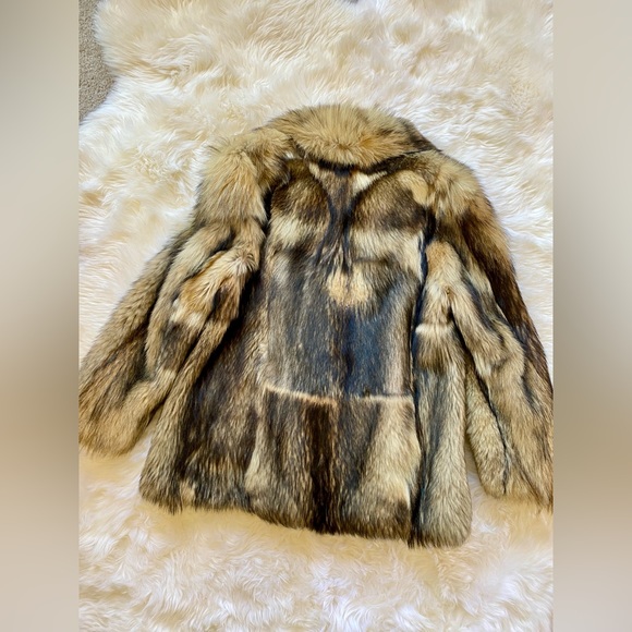 Vintage Genuine Real Fox Coat, Hip-Length, Brown, Tan, Cream | Ultra Plush - Picture 7 of 10
